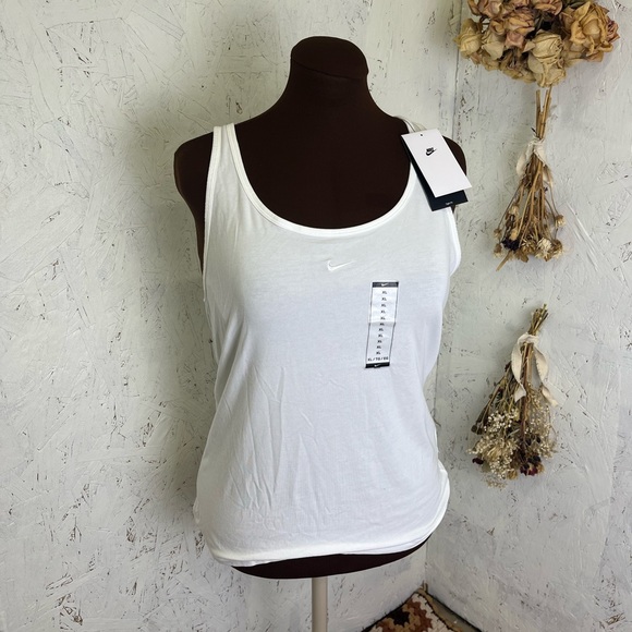 Nike Tops - NWT Nike Center Swoosh Embroidered Minimal White Tight Fit Tank XL